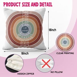 zaxek Boho Rainbow Classroom Throw Pillow Covers - Positive Inspirational Language Pillowcase - I Am Kind Smart Brave Confidence Pillowcase for Classroom Book Center Playroom Decoration