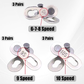 9 Pairs Bicycle Missing Link Reusable Bicycle Chain Connector 6-7-8 9 10 Speed Bike Quick Release Chain for Mountain Road Bike