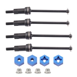 Steel Universal Front and Rear CVD Axles Drive Shafts Set with Aluminum 7075 Wheel Hex Upgrade Parts for Arrma 1/18 Granite Grom Mega 380 Brushed 4x4 Monster Truck RTR, Black (4PCS)