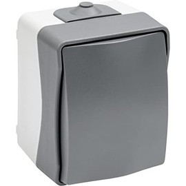 Meister Cave 7407060 Toggle Switch 1-Way Surface-Mounted IP44 Splash Protection for Wet Room and Outdoor Use Up to Cable Cross Section 2.5 mm² Grey / Wet Room Light Switch