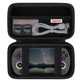 Supmay Hard Carrying Case for RG40XX H Retro Handheld Game Console, Retro Game Travel Storage Holder with Mesh Bag for SD Card, USB Charging Cable, User Manual, Black