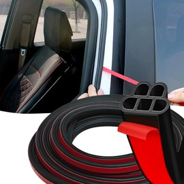 QKYS 1PCS Car Door Seal Strip, Rubber Double Layer Weather Stripping Door Seal, 32.8ft 5 Hole Self-Adhesive Automotive Door Weather Stripping, Universal for SUV, Truck, RV Hood Cover Tailgate