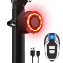 NineLeaf Bike Alarm Anti Theft with Remote, Rechargeable Bike Tail Light, 113dB Loud Sound, USB Charging, IP65 Waterproof Bicycle Alarm System for E-Bikes, Scooters, and Motorcycles (1 Pack)