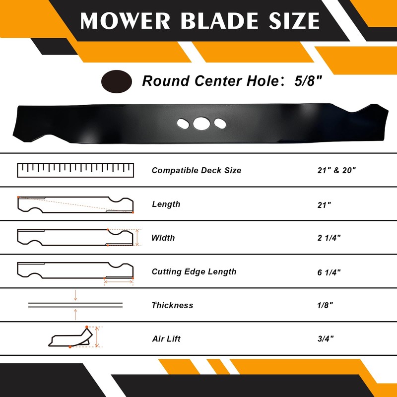 ZONEWO 2105200317A Mulching Blade Compatible with 21" Mu-rray Da-ye Hyper