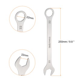 HARFINGTON Thin Combination Wrench Metric 22mm Torx Ended Box 15 Degree Offset Open End Stainless Steel, Silver Tone