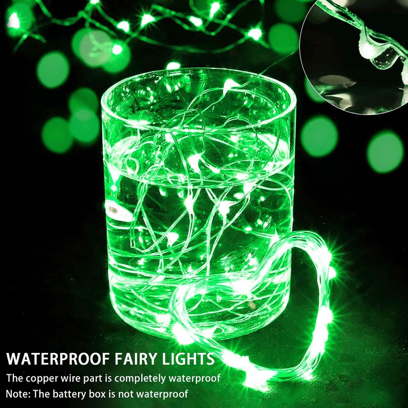 chzk 8 Pack Green Fairy Lights 7Ft 20 LED Twinkle