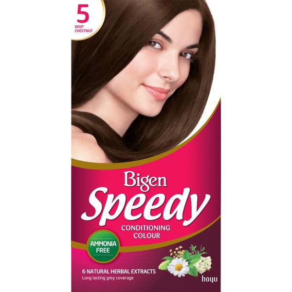 Bigen Speedy Conditioning Colour No. 5 | Easy and Quick to Use | No Ammonia | with Natural Herbal Extracts - Deep Chestnut No. 5