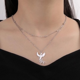 EUEAVAN Phoenix Necklace for Women, Rising Phoenix Necklace, Nirvana of Phoenix, Mythological Phoenix Bird Pendant, Rise from the Ashes, Jewelry Inspiration Gifts, Stainless Steel, No Gemstone