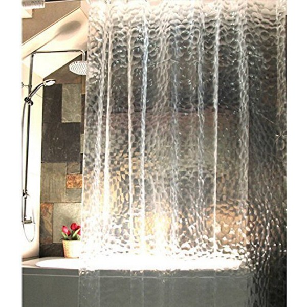 Sfoothome 3D Effect Clear Shower Curtain With Hooks, Water Cube PEVA Shower Curtain Liner, Waterproof Mildew-Free Bathroom Curtain 90 x 180cm