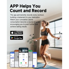 KINTHEA 2 in 1 Smart Jump Rope, APP Control & Data Record, Cordless Jumping Rope with Counter for Women, Men, All Age, Adjustable Skipping Rope for Cardio Fitness in Limited Home Space & Outdoor