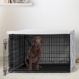 Sweet Jojo Designs 42in. Medium/Large Dog Crate Cover (Grey Boho Modern Tuft) Pet Cage, Kennel Covers (Bohemian, Farmhouse, Shabby Chic, Designer, Neutral, Elegant, Minimalist, Gray Tufted Cotton)