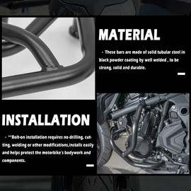 TAZGANTAX Motorcycle Engine Guard Steel Crash Bar Falling Side Protector Compatible with CFMOTO 400NK 650NK 400 650 NK NK400 NK650 2016 2017 2018 2019 2020 2021 2022 2023 Stunt Cage Crashbar