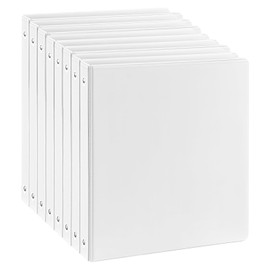 SUQJOY 1 inch 3-Ring Binder, 1" Round Ring Binder with 2 Inside Pockets, 8 Pack White Binders, 1-inch View Binder Holds 8.5'' x 11'' US Letter Size Paper for Office/Home/Back to School