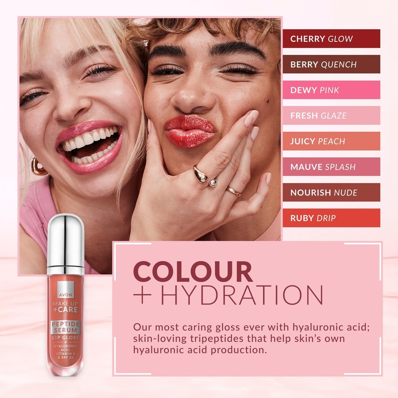 Avon Lip Gloss with Peptide Serum, Hydrating and Plumping with