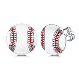 Shusukue SHUSUKUE Baseball Earrings for Women Sterling Silver Baseball Stud Earrings Baseball Mom Jewelry Gift for Teens Player Fan Gifts