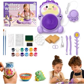 Kids Pottery Wheel with Clay, Arts and Crafts Kit for Girls Boys Age 6-14