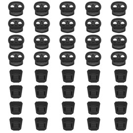 Doyime Cord Stoppers, Elastic Cords, Cord Ends, 2 Holes, 2 Holes, Diameter Approx. 0.2 inches (5 mm), Cord Lock, String Closure, Zipper Tab, Trouser Laces, For Clothing Bags, Replacement/Repair DIY