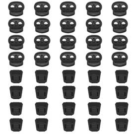 Doyime Cord Stoppers, Elastic Cords, Cord Ends, 2 Holes, 2 Holes, Diameter Approx. 0.2 inches (5 mm), Cord Lock, String Closure, Zipper Tab, Trouser Laces, For Clothing Bags, Replacement/Repair DIY