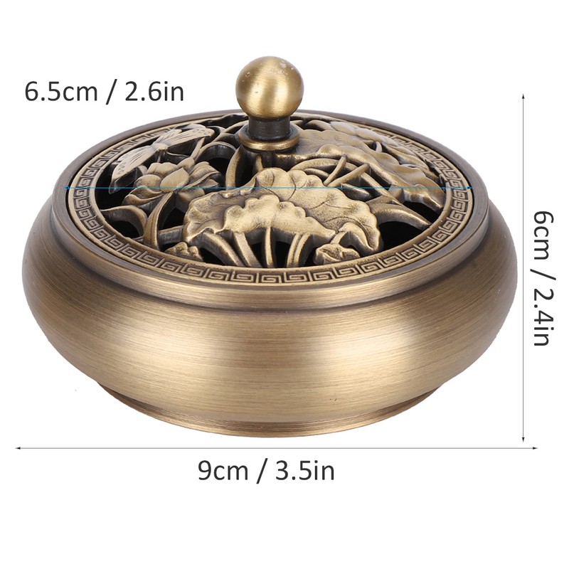 Brass Incense Burner Alloy Metal Stick with Lid Buddhist Supplies