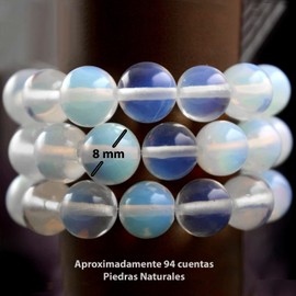 Only faith Round Stone Beads for Bracelet Making Jewelry with Hole Gemstone Strands for Necklace Loose Strips (8mm (94pcs), Opalo)