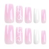 DOCVOEOMH Valentines Press on Nails Medium Long Square Cute Pink