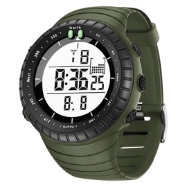 KXAITO Men's Watches Sports Outdoor Waterproof Military Watch Date Multi Function Tactics LED Face Alarm Stopwatch for Men (6256 Military Green Band White Dial)