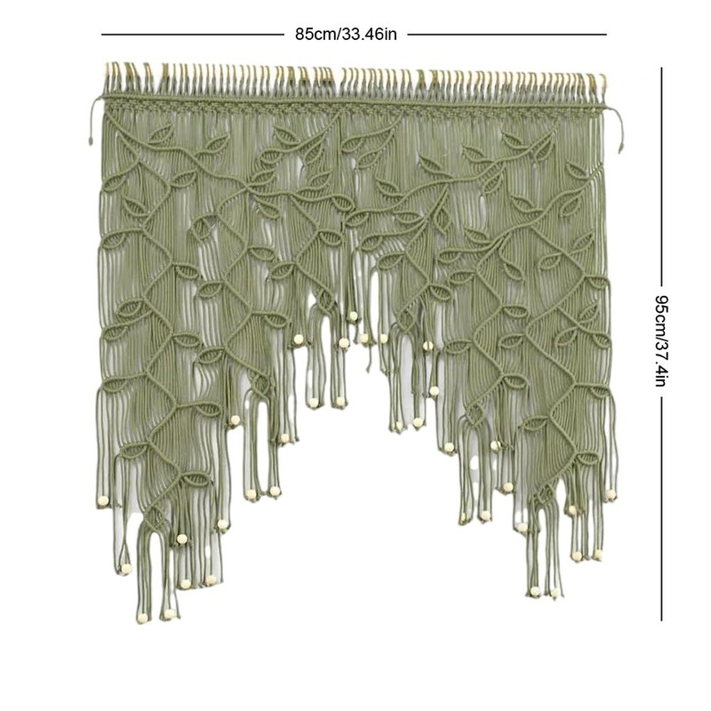 M MANUAL Macrame Valance Curtain for Kichen Windows 33.46x37.4Inch Farmhouse