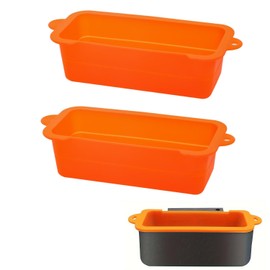 DMOKJER 2 Pack Silicone Reusable Grease Cup Liners for 36 28 22 17 Inch Griddle,Accessories for Blackstone,Replacement of Aluminum Foil Drip Pans (Orange)