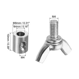 PATIKIL 304 Stainless Steel 4mm Hole Wire Rope Clips, 2Pcs Single Hole Hand Twisted Wire Clamps Fasteners Butterfly Screws for Wire, Silver