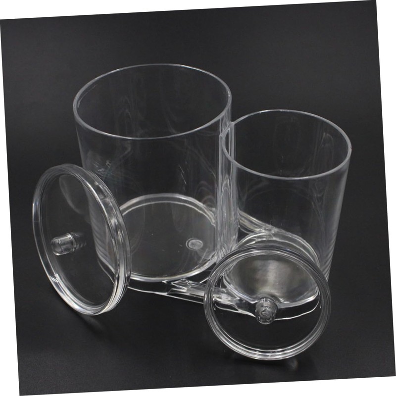 WOONEKY Acrylic Double Hole Cotton Swab Box Makeup Case Lid