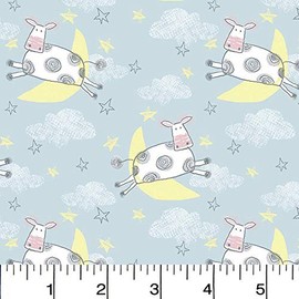 Flannel Comfy Cow Jumped Over Moon AE Nathan Fabric Sold by The Yard