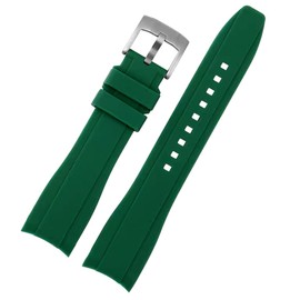 Strapseeker Top Grade Silicone Curved Lug End Dexter Watch Strap- For Men & Women Wristwatch Waterproof Band Replacement- Perfect for Sports, Diving, & Orange- Sizes: 20mm 22mm (Green, 20mm)