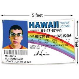 Mclovin ID Flag 3x5 Ft Funny Flag for Bedroom Man Cave Wall Decor Banner with 4 Brass Grommets for College Dorm Room Decor