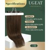 Ugeat Real Hair Extensions Dark Brown Clip 40 cm Remy