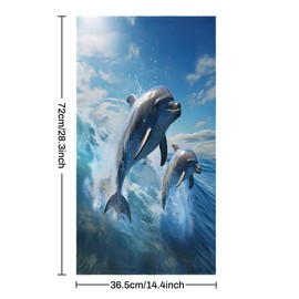 JMAVZWS Blue Dolphin Print Hand Towels for Bathroom Set of 2 Soft Absorbent Decorative Bath Hand Towels Quick Dry Face Towel for Sport Gym Spa, 28.3 x 14.4 inches