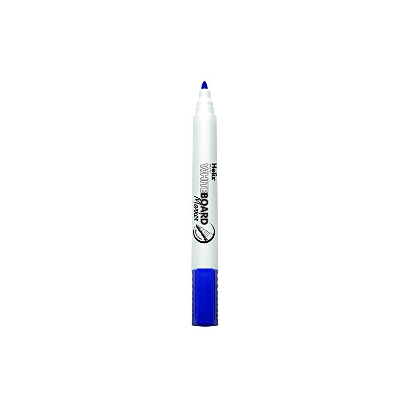 Helix Whiteboard Dry Wipe Marker Pens Bullet Tip x12 (Blue)