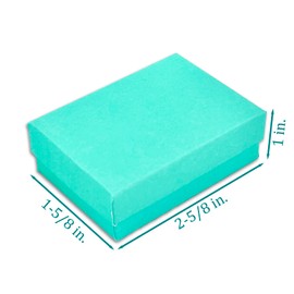The Display Guys Pack of 100 Teal Green 2 5/8x1 1/2x1 inches Cotton Filled Paper Jewelry Box Gift Display Case (#21)