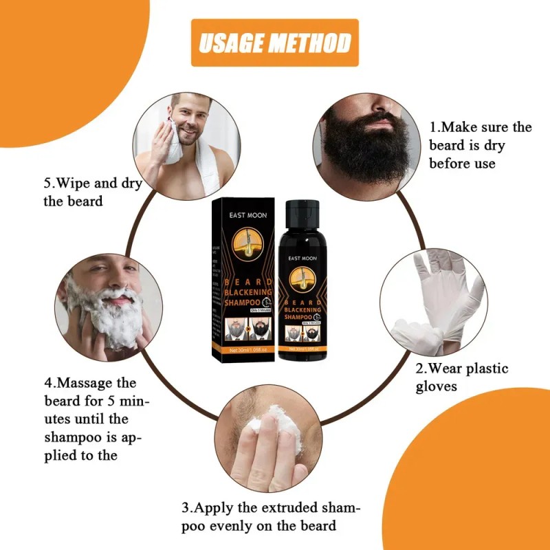 - 3 × Champú Oscurecedor For Barba, Colorante, 30 Ml