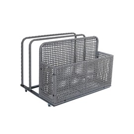 GarveeLife Poolside Float Storage, Double Layer Outdoor Storage, PE Rattan Outdoor Pool Caddy With Rolling Wheels, Patio Deck Boxes, Storage Box, Pool, Beach-Sturdy,Grey