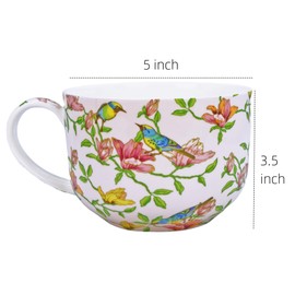 LJIMICAORO Large 24oz Coffee Cups Soup Mugs with Handles Traditional Large Coffee Cup Large Bone China Coffee Mugs Cups for Soups Cereals
