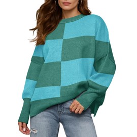 Womens Crewneck Batwing Long Sleeve Sweaters Fall 2025 Oversized Side Slit Ribbed Knit Sweaters Pullover Tops