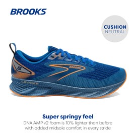 Brooks Men’s Levitate 6 Neutral Running Shoe - Classic Blue/Orange - 11.5 Medium