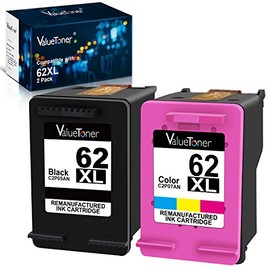 Valuetoner Remanufactured Ink Cartridge Replacement for HP 62XL 62 XL to use with Envy 5540 5640 5660 7644 7645 OfficeJet 5740 8040 OfficeJet 200 250 Series Printer (1 Black, 1 Tri-Color, 2-Pack)