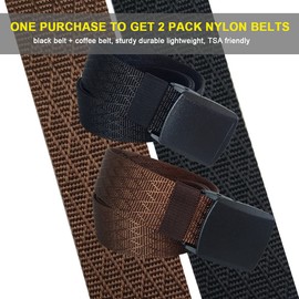 HOANAN Mens Nylon Belt, Tactical 2 Pack 28"-64" Waist Large Belt, Casual Work No Metal Belt (2pack-black coffee, Pant size up to 56")