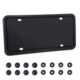 LivTee Silicone License Plate Frames Covers, 1 Pack Universal American Car Accessory License Plate Bracket Holder, Licence Plate Accessories - Black