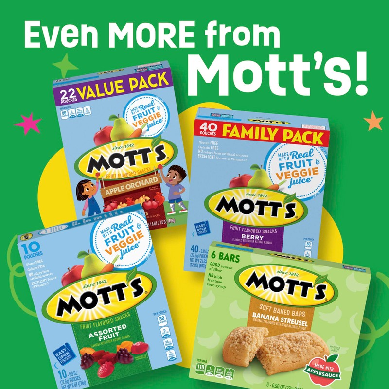 Mott's Soft Baked Bars, Chocolate Chip, Made with Applesauce, 6