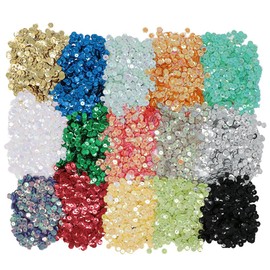 VAPKER 15 Colors 6mm Loose Sequins Rainbow Cup Sequin Bulk Iridescent Spangles Craft Supplies Assorted Colors for DIY Arts Crafts Making(150Gram)