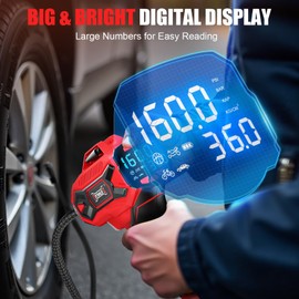 Cordless Tire Inflator Portable Air Compressor, 160PSI Car Air Pump for Milwaukee 18V Battery (Bare Tool) - Auto Shut-Off, LCD Display, Emergency LED Light, 4 Nozzles for Auto, Motorcycles, Bike, Ball