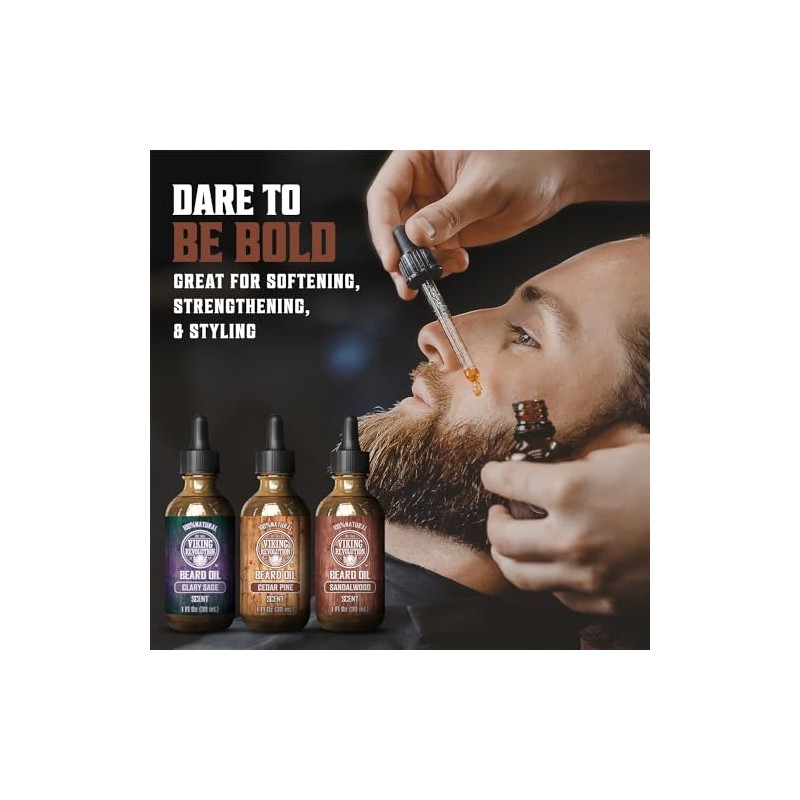 Viking Revolution - Aceite para Barba 3 Piezas - Sándalo,