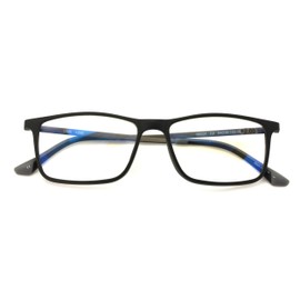 V.W.E. V.W.E. TR90 With Flexible Titanium B Temple Rectangle Reading Glasses - Blue AR Coating - Reduce fatigue, strain, & dry eye from computer usage. (Matte Black, 1.50)